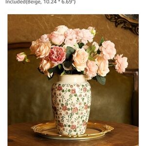 Floral Ceramic Vase farmhouse 10 inch